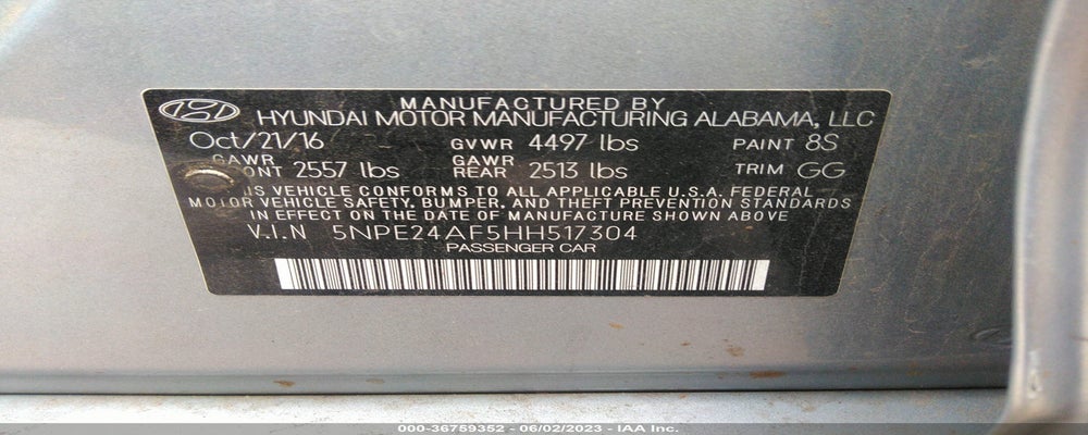 5NPE24AF5HH517304 2017 HYUNDAI SONATA photo no. 9