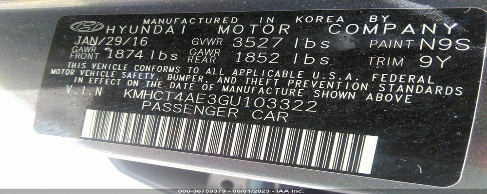KMHCT4AE3GU103322 2016 HYUNDAI ACCENT photo no. 9