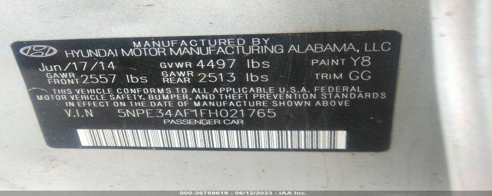 5NPE34AF1FH021765 2015 HYUNDAI SONATA photo no. 9