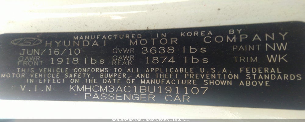 KMHCM3AC1BU191107 2011 HYUNDAI ACCENT photo no. 9