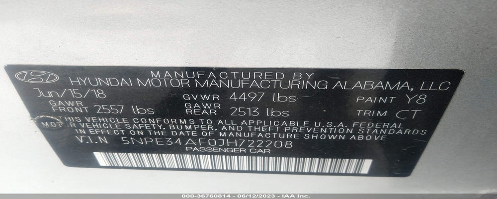 5NPE34AF0JH722208 2018 HYUNDAI SONATA photo no. 9