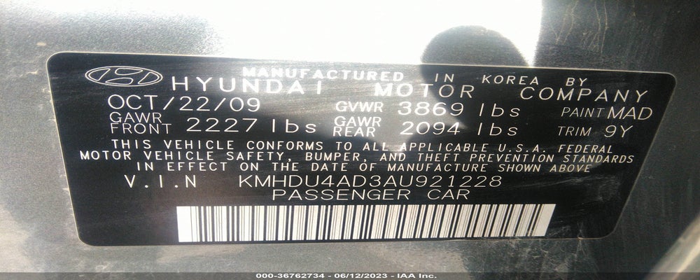 KMHDU4AD3AU921228 2010 HYUNDAI ELANTRA photo no. 9