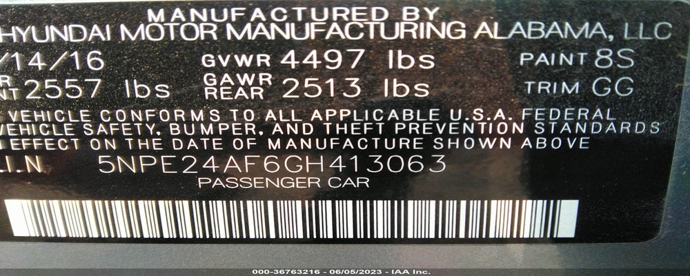 5NPE24AF6GH413063 2016 HYUNDAI SONATA photo no. 9