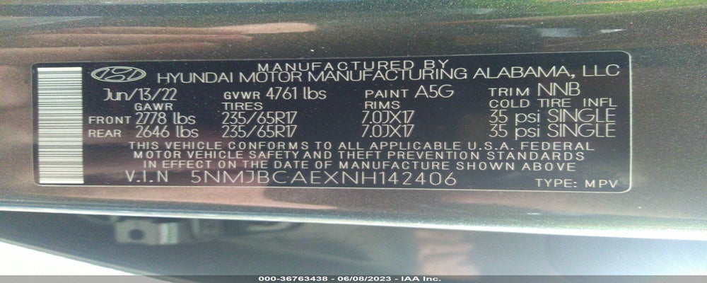 5NMJBCAEXNH142406 2022 HYUNDAI TUCSON photo no. 9