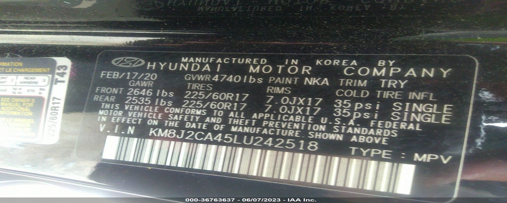 KM8J2CA45LU242518 2020 HYUNDAI TUCSON photo no. 9