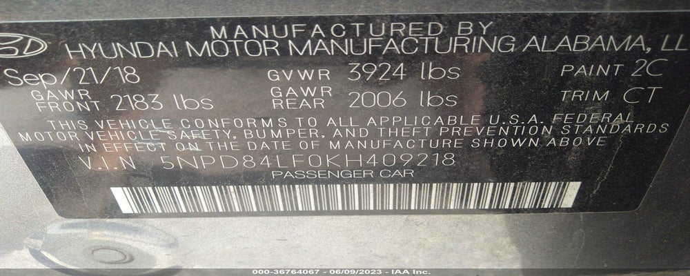 5NPD84LF0KH409218 2019 HYUNDAI ELANTRA photo no. 9