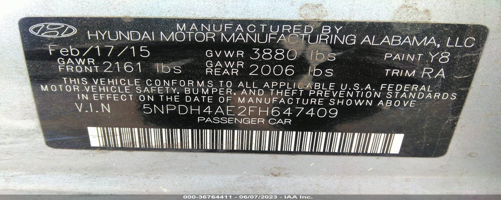 5NPDH4AE2FH647409 2015 HYUNDAI ELANTRA photo no. 9