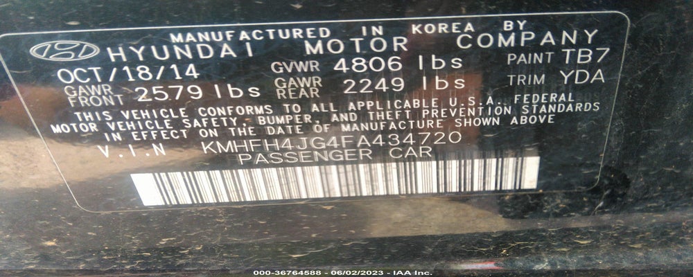 KMHFH4JG4FA434720 2015 HYUNDAI AZERA photo no. 9