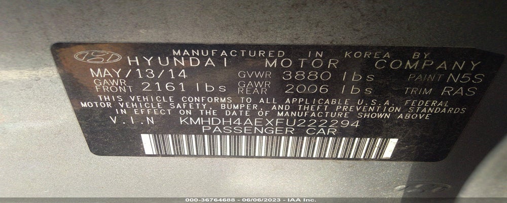 KMHDH4AEXFU222294 2015 HYUNDAI ELANTRA photo no. 9