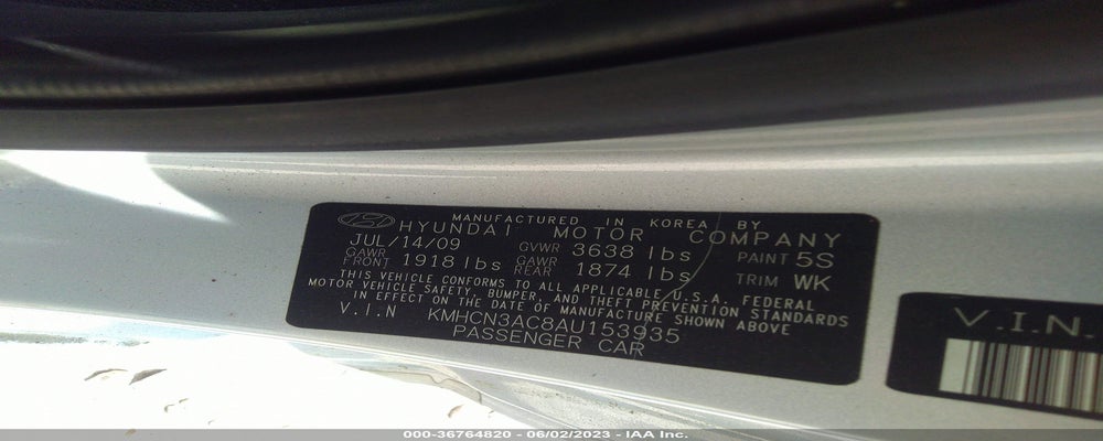 KMHCN3AC8AU153935 2010 HYUNDAI ACCENT photo no. 9