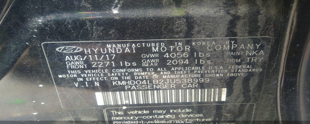 KMHD04LB2JU538999 2018 HYUNDAI ELANTRA photo no. 9