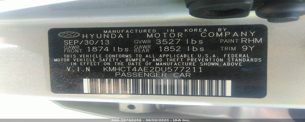 KMHCT4AE2DU577211 2013 HYUNDAI ACCENT photo no. 9