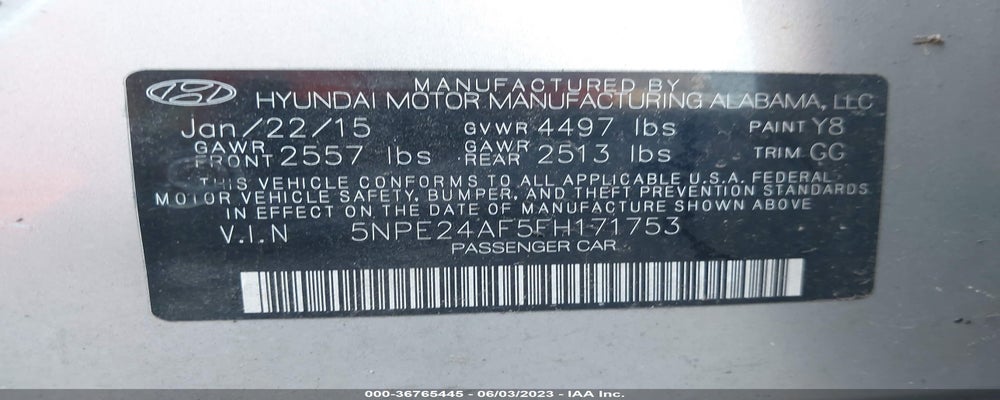5NPE24AF5FH171753 2015 HYUNDAI SONATA photo no. 9