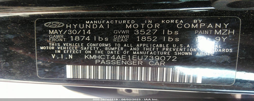 KMHCT4AE1EU739072 2014 HYUNDAI ACCENT photo no. 9