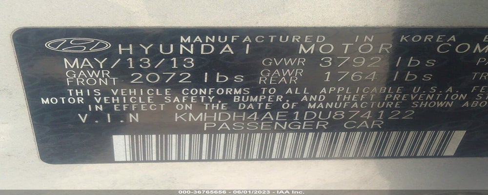 KMHDH4AE1DU874122 2013 HYUNDAI ELANTRA photo no. 9