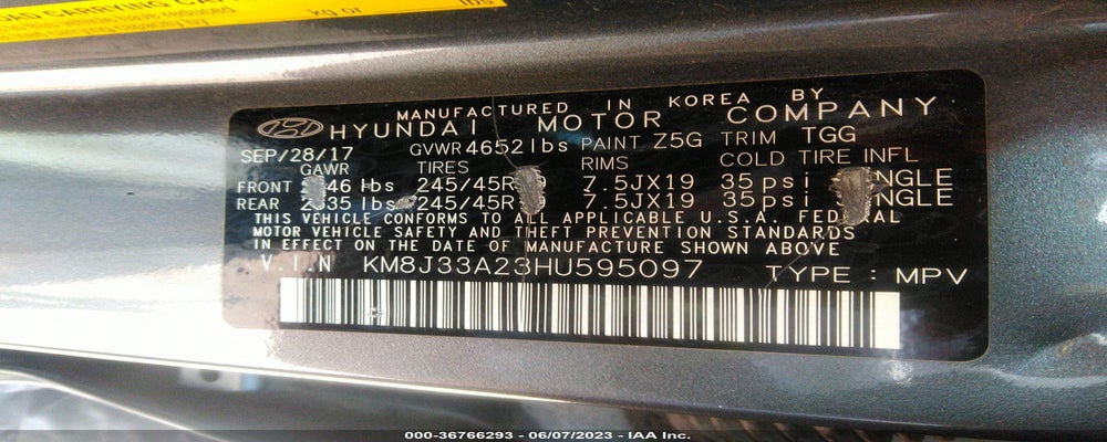 KM8J33A23HU595097 2017 HYUNDAI TUCSON photo no. 9