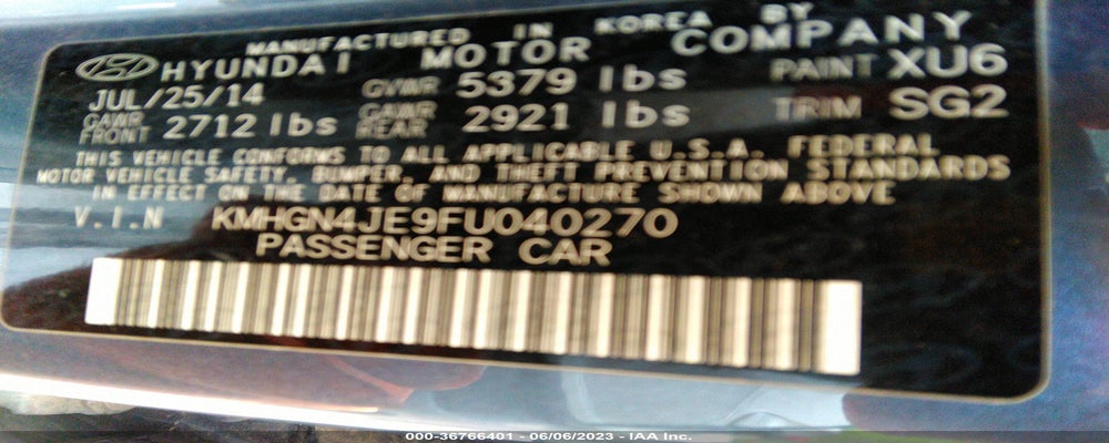 KMHGN4JE9FU040270 2015 HYUNDAI GENESIS photo no. 9