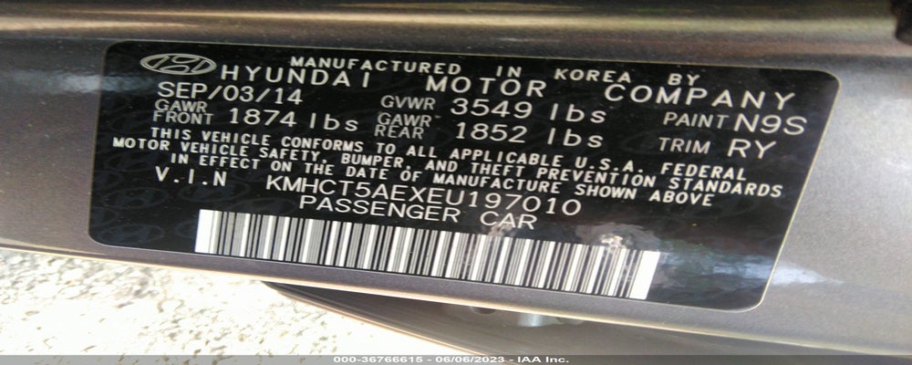 KMHCT5AEXEU197010 2014 HYUNDAI ACCENT photo no. 9