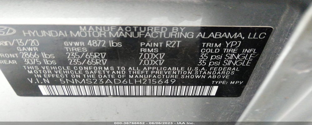 5NMS23AD6LH215649 2020 HYUNDAI SANTA FE photo no. 9