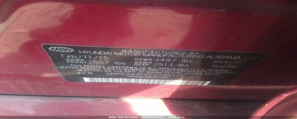 5NPE24AF6FH185175 2015 HYUNDAI SONATA photo no. 9