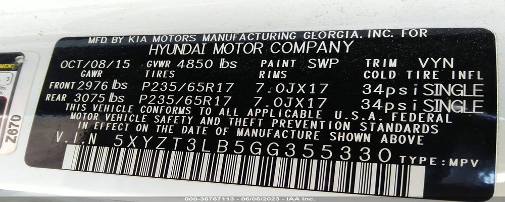 5XYZT3LB5GG355330 2016 HYUNDAI SANTA FE SPORT photo no. 9