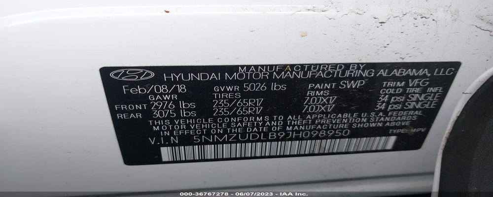 5NMZUDLB9JH098950 2018 HYUNDAI SANTA FE SPORT photo no. 9