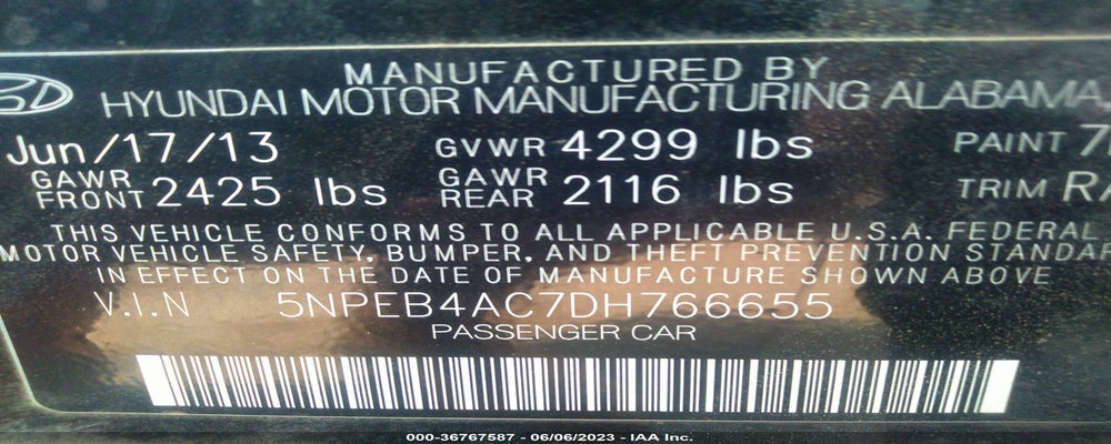 5NPEB4AC7DH766655 2013 HYUNDAI SONATA photo no. 9