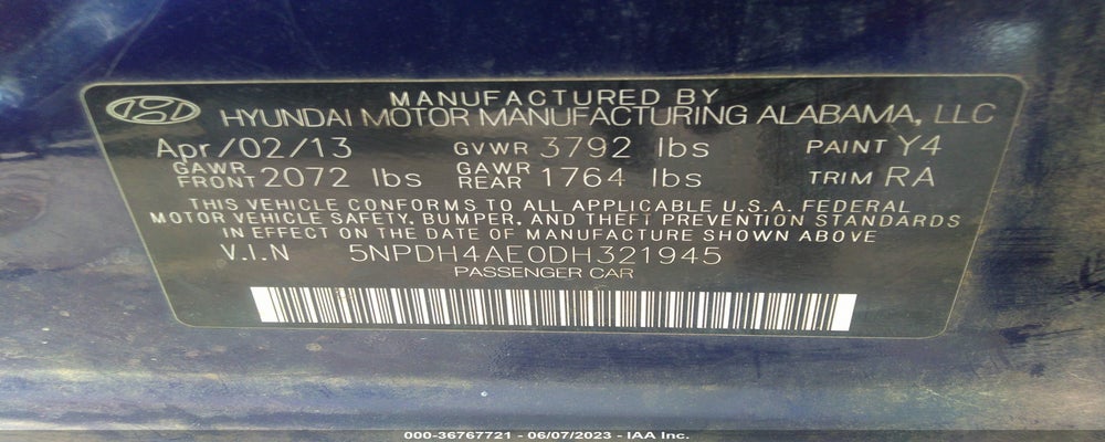 5NPDH4AE0DH321945 2013 HYUNDAI ELANTRA photo no. 9