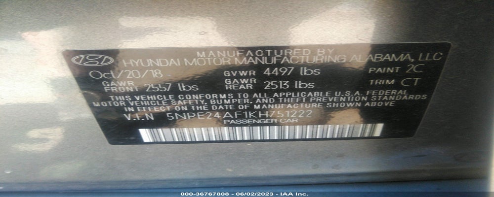 5NPE24AF1KH751222 2019 HYUNDAI SONATA photo no. 9