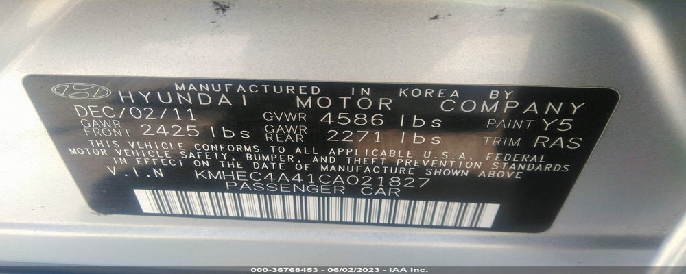 KMHEC4A41CA021827 2012 HYUNDAI SONATA photo no. 9