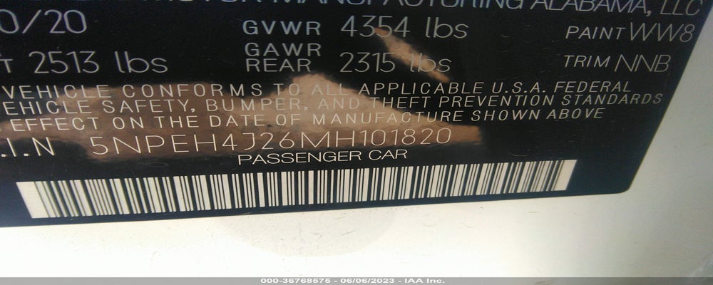5NPEH4J26MH101820 2021 HYUNDAI SONATA photo no. 9