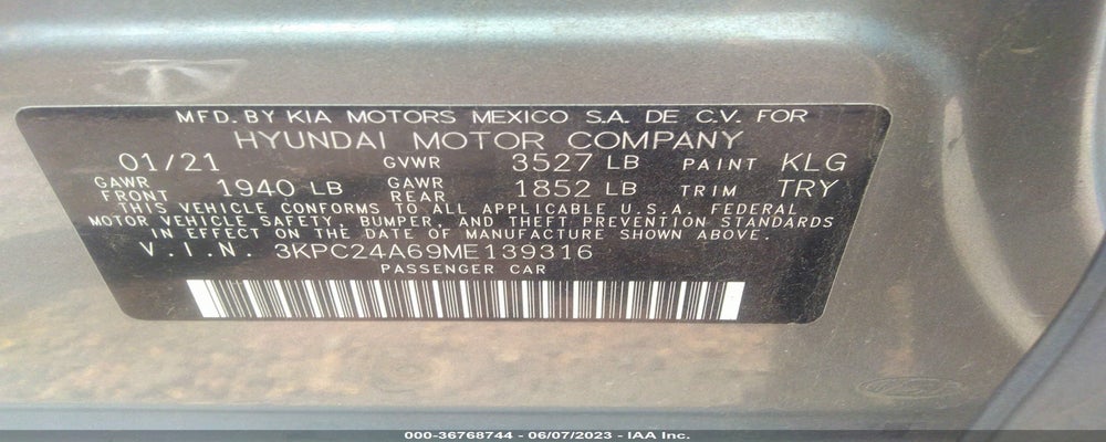3KPC24A69ME139316 2021 HYUNDAI ACCENT photo no. 9