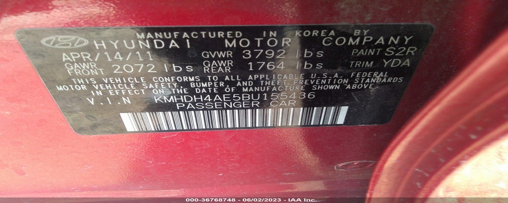 KMHDH4AE5BU155436 2011 HYUNDAI ELANTRA photo no. 9