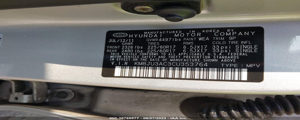KM8JU3AC3CU353764 2012 HYUNDAI TUCSON photo no. 9