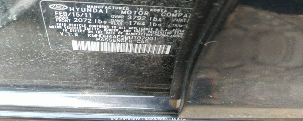 KMHDH4AE5BU107001 2011 HYUNDAI ELANTRA photo no. 9