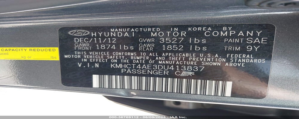 KMHCT4AE3DU413837 2013 HYUNDAI ACCENT photo no. 9