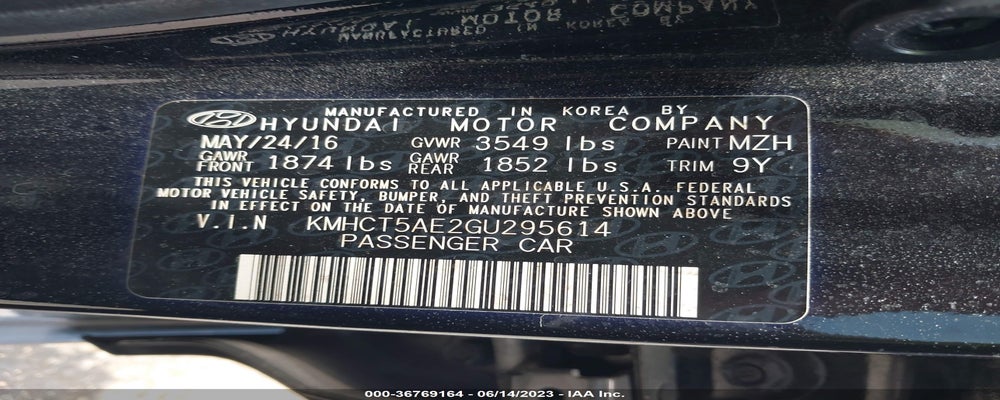 KMHCT5AE2GU295614 2016 HYUNDAI ACCENT photo no. 9