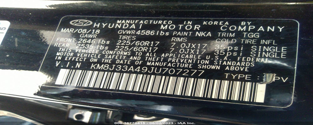 KM8J33A49JU707277 2018 HYUNDAI TUCSON photo no. 9