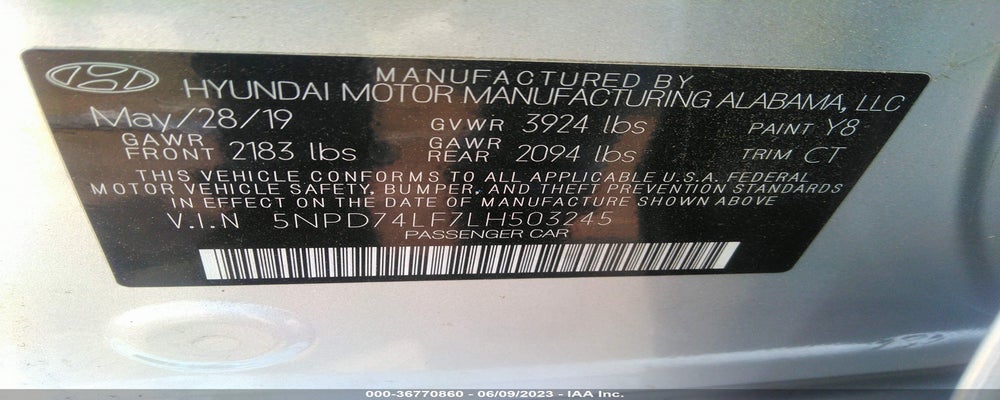 5NPD74LF7LH503245 2020 HYUNDAI ELANTRA photo no. 9