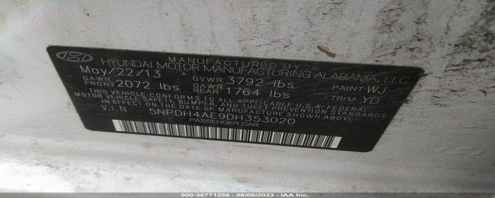 5NPDH4AE9DH353020 2013 HYUNDAI ELANTRA photo no. 9