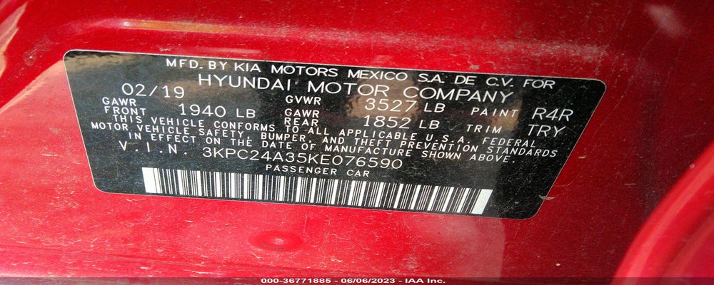 3KPC24A35KE076590 2019 HYUNDAI ACCENT photo no. 9