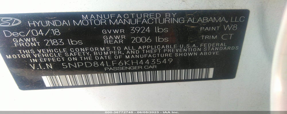 5NPD84LF6KH443549 2019 HYUNDAI ELANTRA photo no. 9