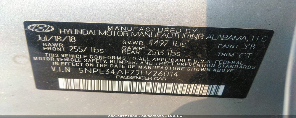 5NPE34AF7JH726014 2018 HYUNDAI SONATA photo no. 9