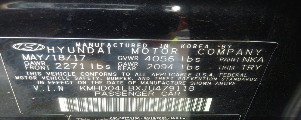 KMHD04LBXJU479118 2018 HYUNDAI ELANTRA photo no. 9
