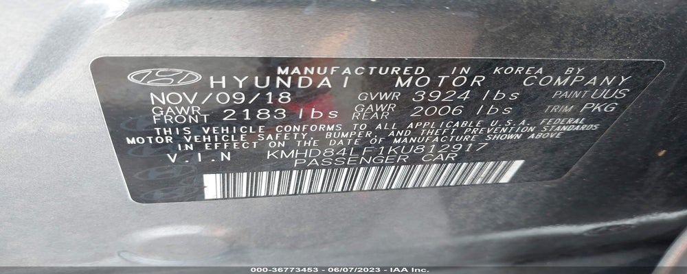 KMHD84LF1KU812917 2019 HYUNDAI ELANTRA photo no. 9
