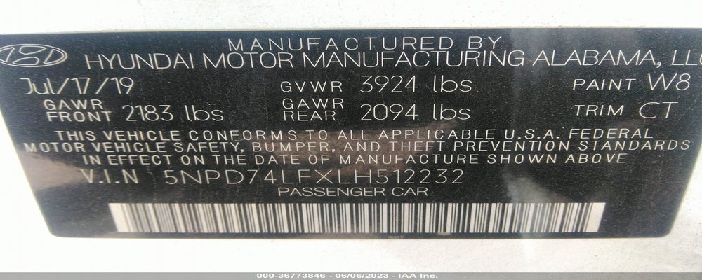 5NPD74LFXLH512232 2020 HYUNDAI ELANTRA photo no. 9