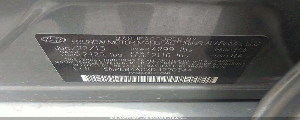 5NPEB4ACXDH770344 2013 HYUNDAI SONATA photo no. 9