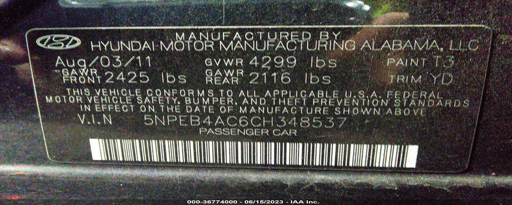 5NPEB4AC6CH348537 2012 HYUNDAI SONATA photo no. 9