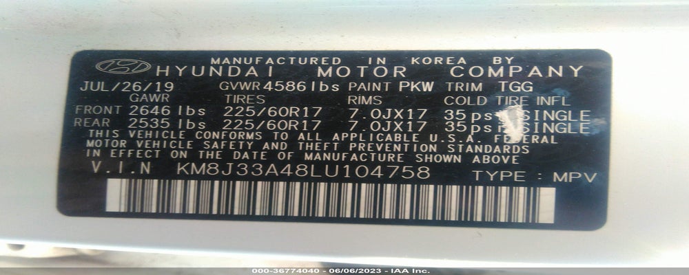 KM8J33A48LU104758 2020 HYUNDAI TUCSON photo no. 9