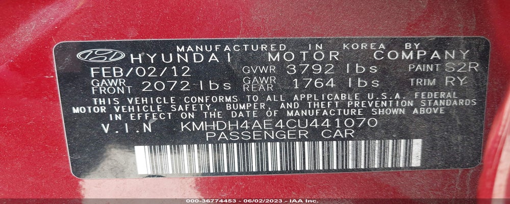 KMHDH4AE4CU441070 2012 HYUNDAI ELANTRA photo no. 9